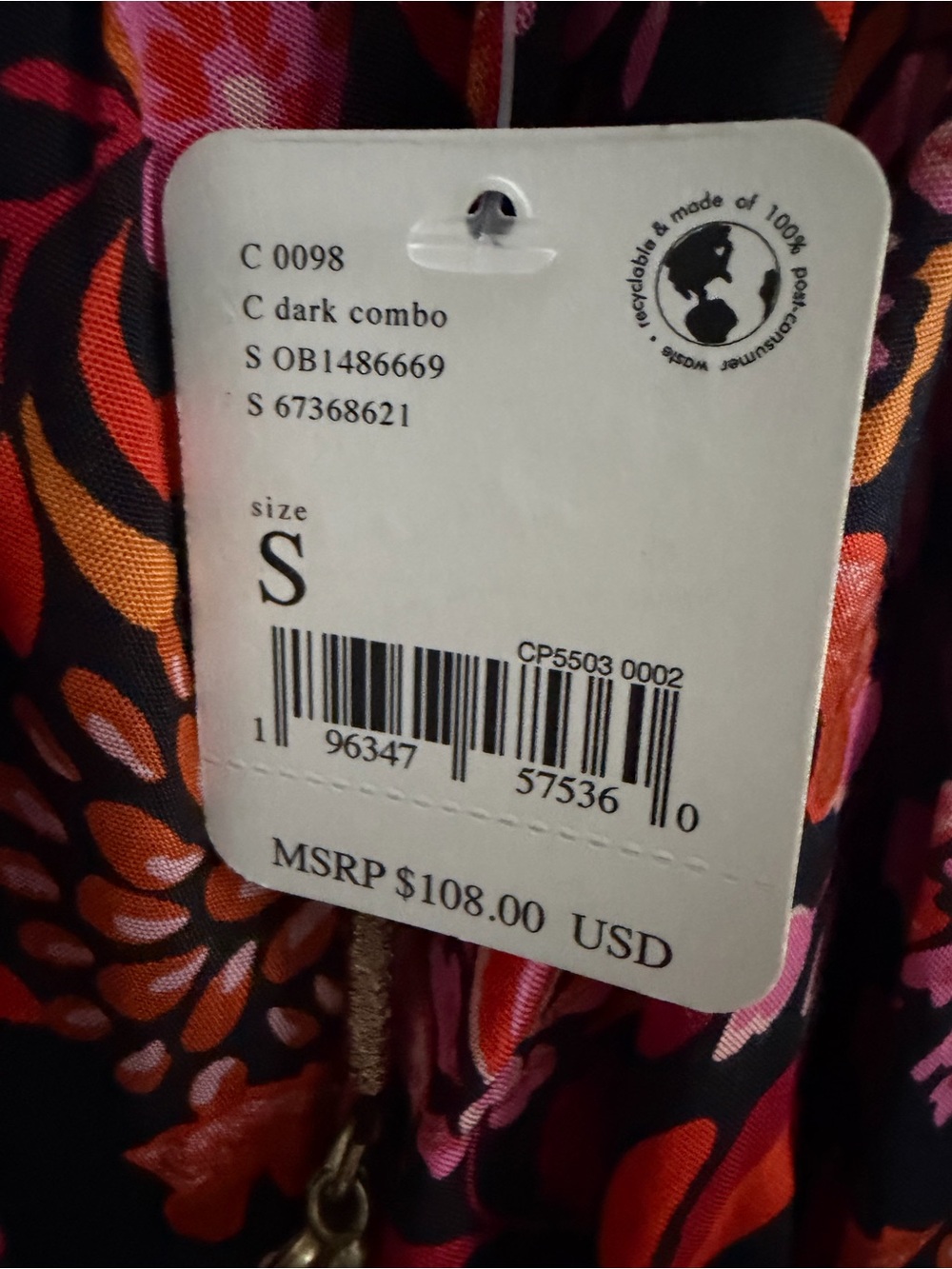 FREE PEOPLE Pixie Printed Tunic Size Small - Black Motif Boho Floral Top - NWT - Picture 7 of 11